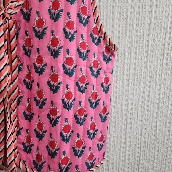 Amazon Cropped Floral Quilted Puffer Vest Printed Padded Gilet Outwear Small - Picture 5 of 13